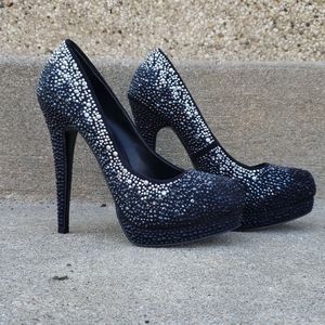 Black and Silver Studded Aldo Stilettos